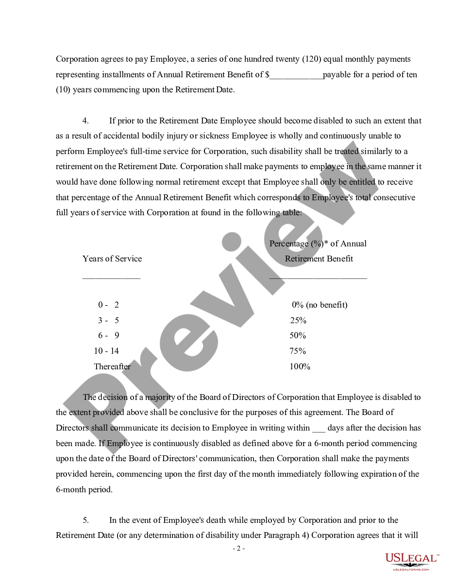 page 1 Nonqualified Defined Benefit Deferred Compensation Agreement preview