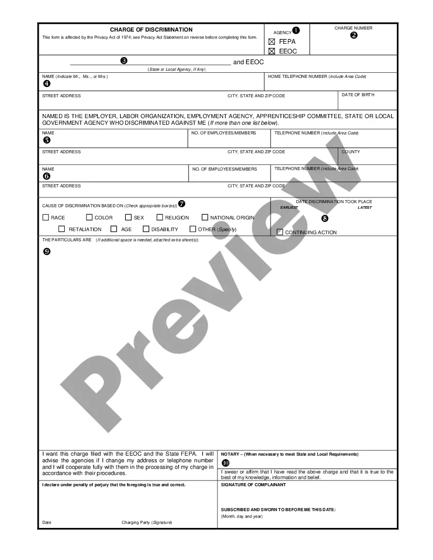 Get Charge of Discrimination - Equal Employment Opportunity Commission EEOC Complaint Preview Charge of Discrimination - Equal Employment Opportunity Commission EEOC Complaint