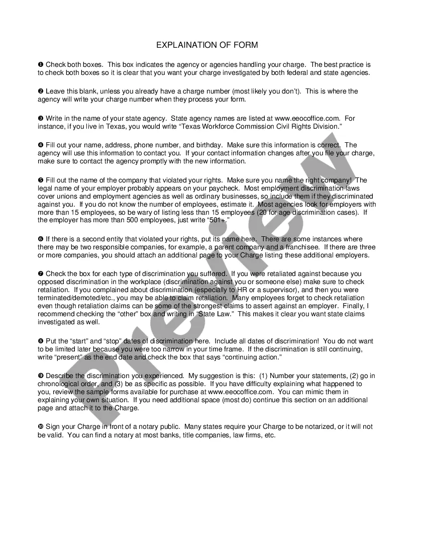 Get Charge of Discrimination - Equal Employment Opportunity Commission EEOC Complaint Preview Charge of Discrimination - Equal Employment Opportunity Commission EEOC Complaint