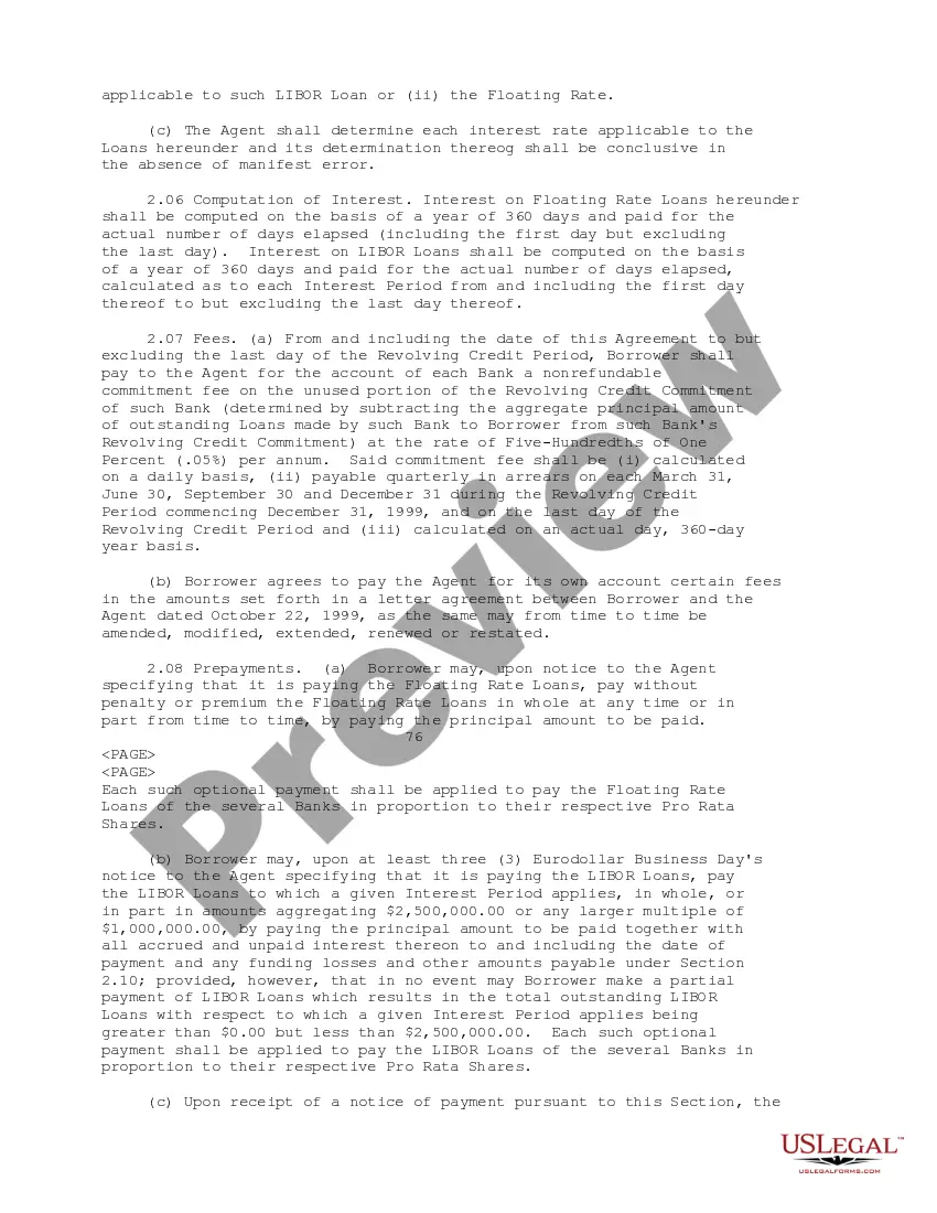 Preview Loan Agreement between Laclede Gas Co., Mercantile Bank National Assoc., Bank of America and Credit Suisse First Boston