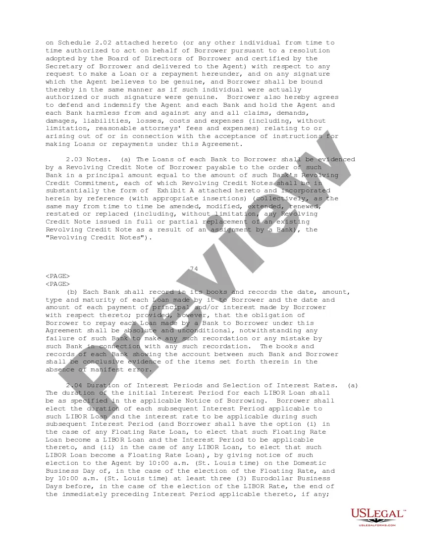 Preview Loan Agreement between Laclede Gas Co., Mercantile Bank National Assoc., Bank of America and Credit Suisse First Boston