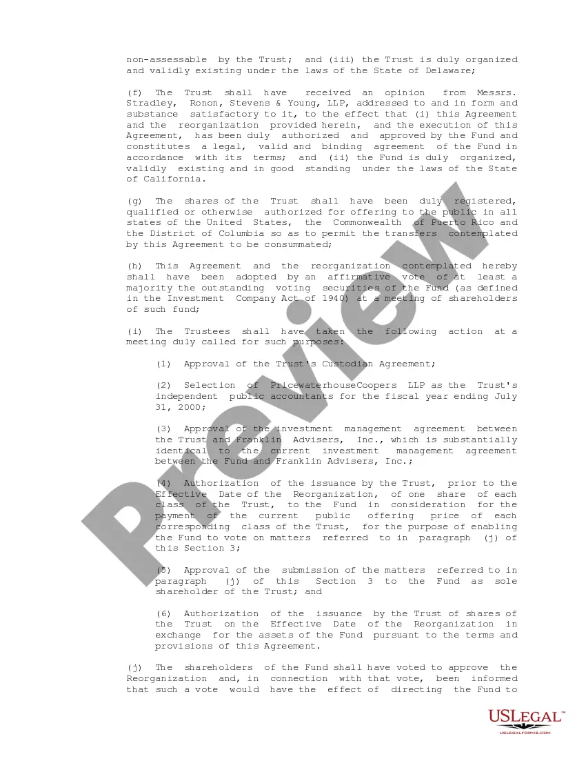 Get Plan of Reorganization between Franklin Gold Fund and Franklin Gold and Precious Metals Fund Preview Plan of Reorganization between Franklin Gold Fund and Franklin Gold and Precious Metals Fund