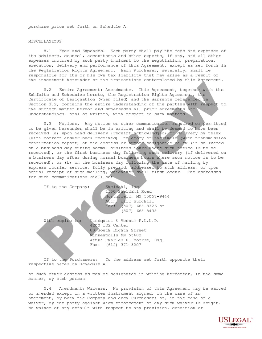 Get Sample Convertible Preferred Stock Purchase Agreement between Sheldahl, Inc., Molex Incorporated and Richard C. Wilcox, Jr. Preview Sample Convertible Preferred Stock Purchase Agreement between Sheldahl, Inc., Molex Incorporated and Richard C. Wilcox, Jr.