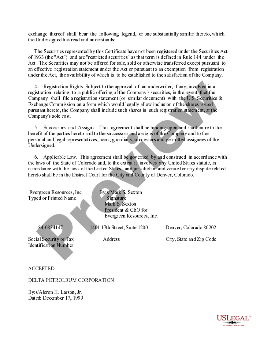 Get Investment Representation Agreement between Evergreen Resources, Inc. and Delta Petroleum Corporation Preview Investment Representation Agreement between Evergreen Resources, Inc. and Delta Petroleum Corporation