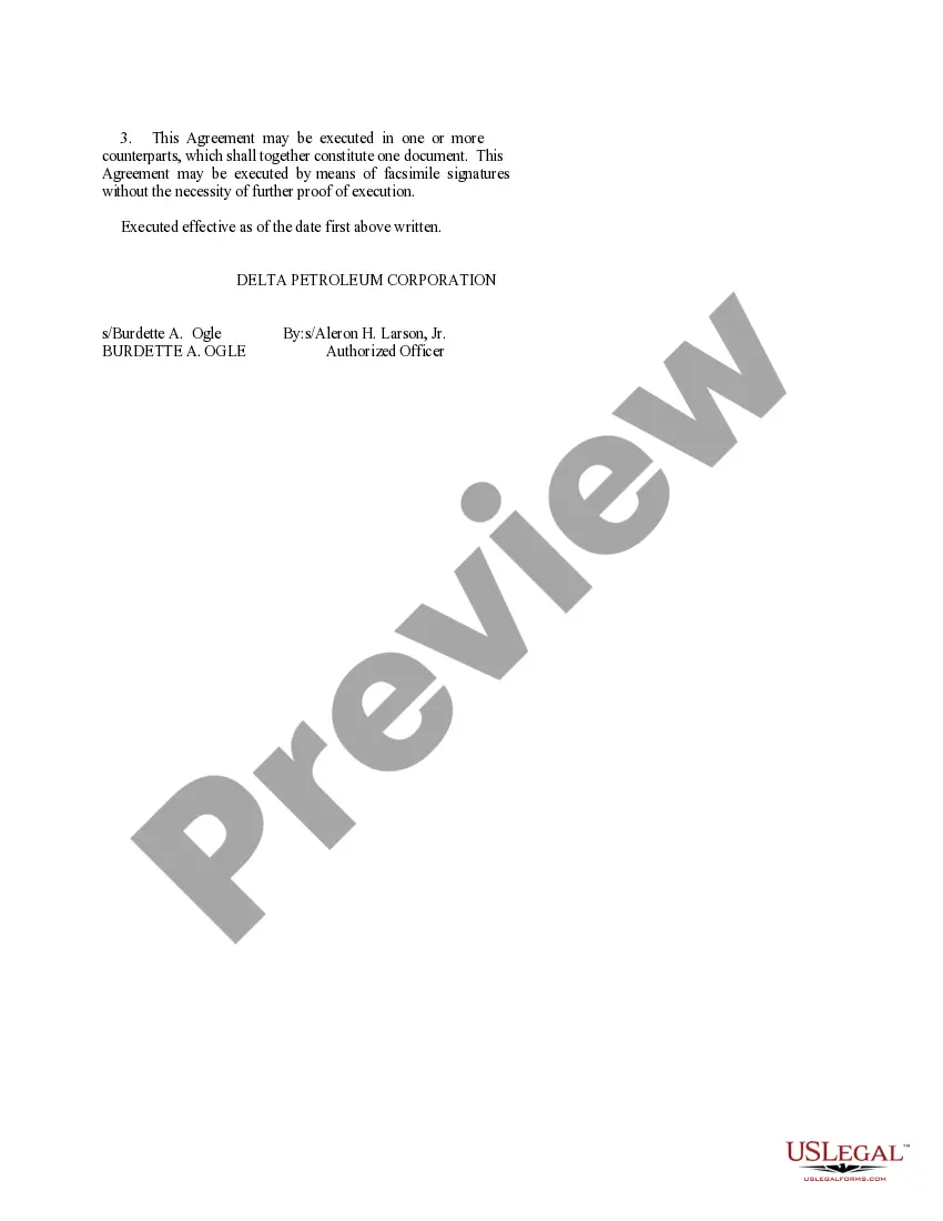 Get Agreement between Delta Petroleum Corporation and Burdette A. Ogle Preview Agreement between Delta Petroleum Corporation and Burdette A. Ogle