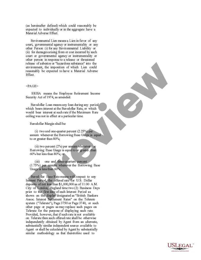 Preview Credit Agreement between Southwest Royalties, Inc. and Bank One Texas