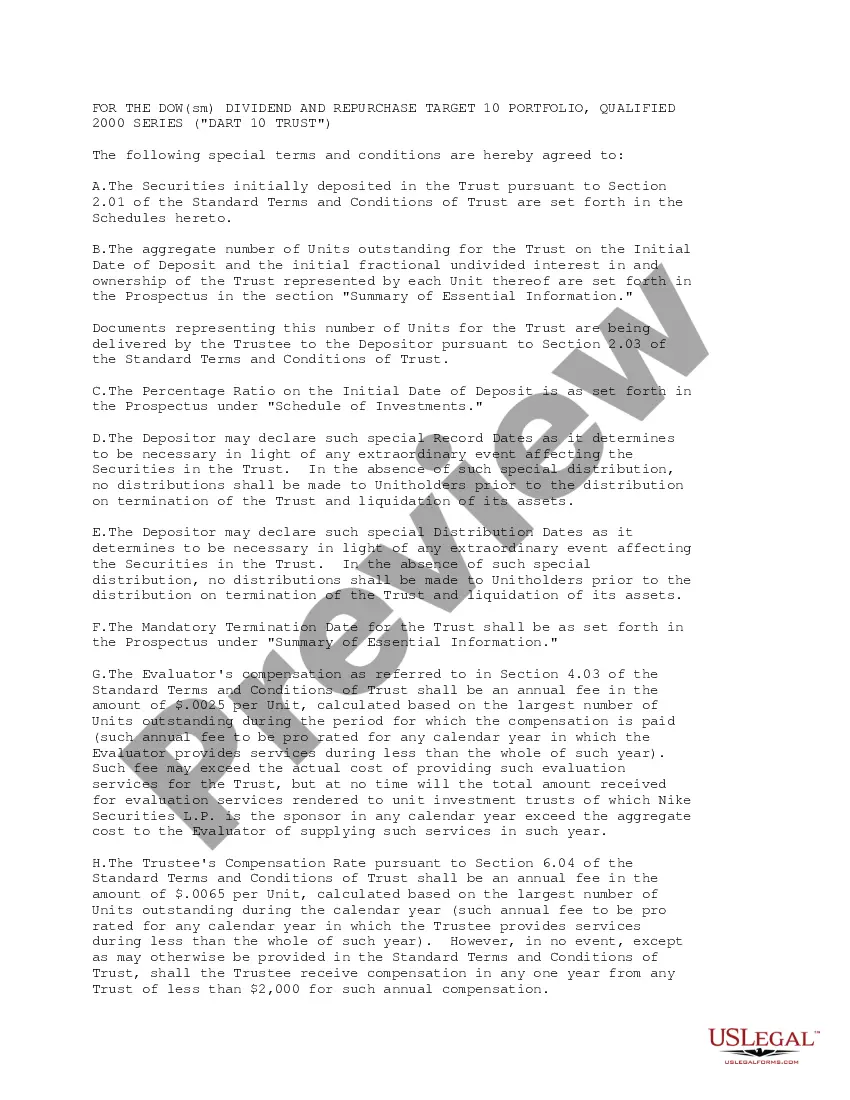 Get Trust Agreement Nike Securities, L.P., The Chase Manhattan Bank, BISYS Fund Services Ohio, Inc. and First Trust Advisors, L.P. Preview Trust Agreement Nike Securities, L.P., The Chase Manhattan Bank, BISYS Fund Services Ohio, Inc. and First Trust Advisors, L.P.