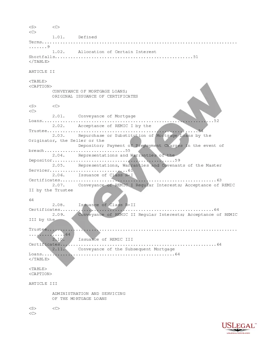 Get Pooling and Servicing Agreement of Ameriquest Mortgage Securities, Inc. Preview Pooling and Servicing Agreement of Ameriquest Mortgage Securities, Inc.