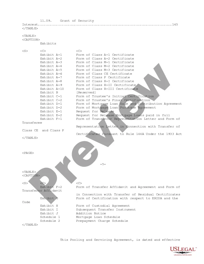 Get Pooling and Servicing Agreement of Ameriquest Mortgage Securities, Inc. Preview Pooling and Servicing Agreement of Ameriquest Mortgage Securities, Inc.