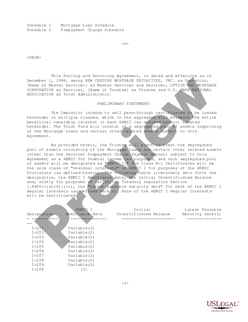 Get Pooling and Servicing Agreement of New Century Mortgage Securities, Inc. Preview Pooling and Servicing Agreement of New Century Mortgage Securities, Inc.