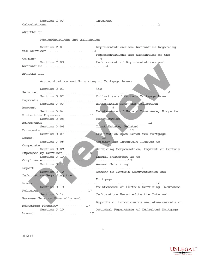 Get Servicing Agreement Preview Servicing Agreement