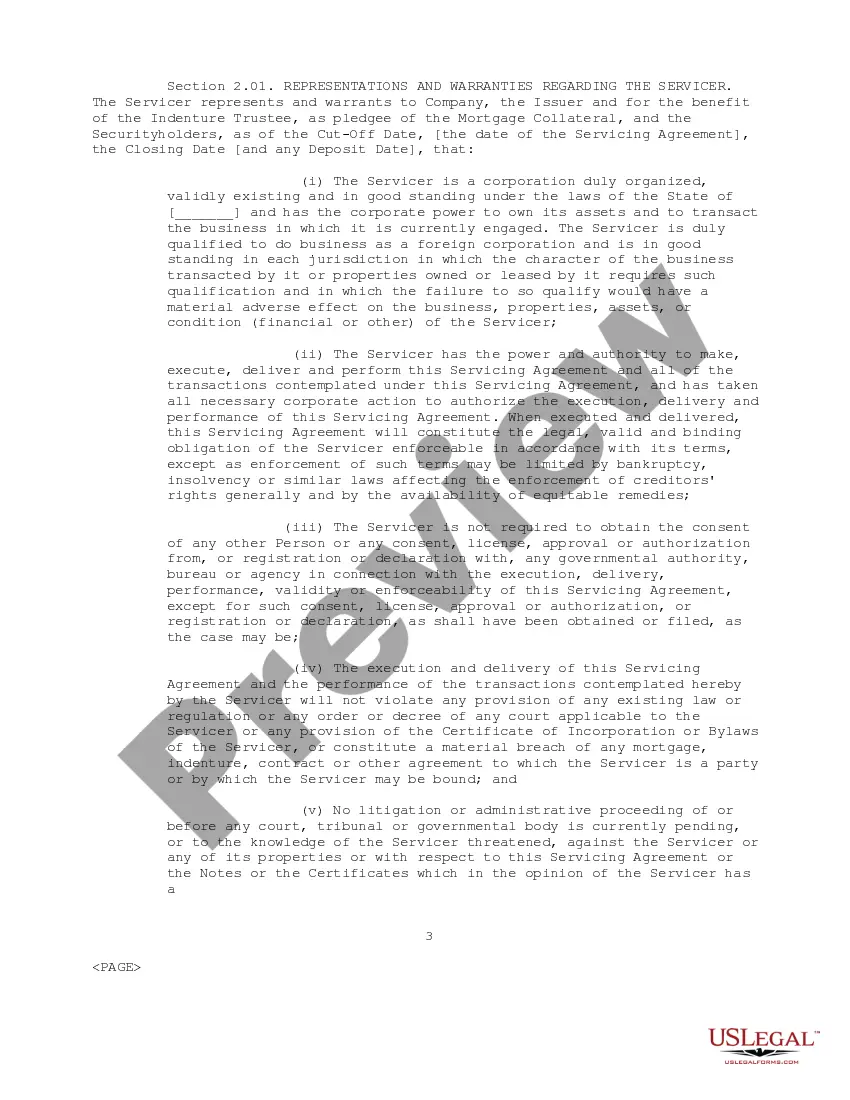 Get Servicing Agreement Preview Servicing Agreement