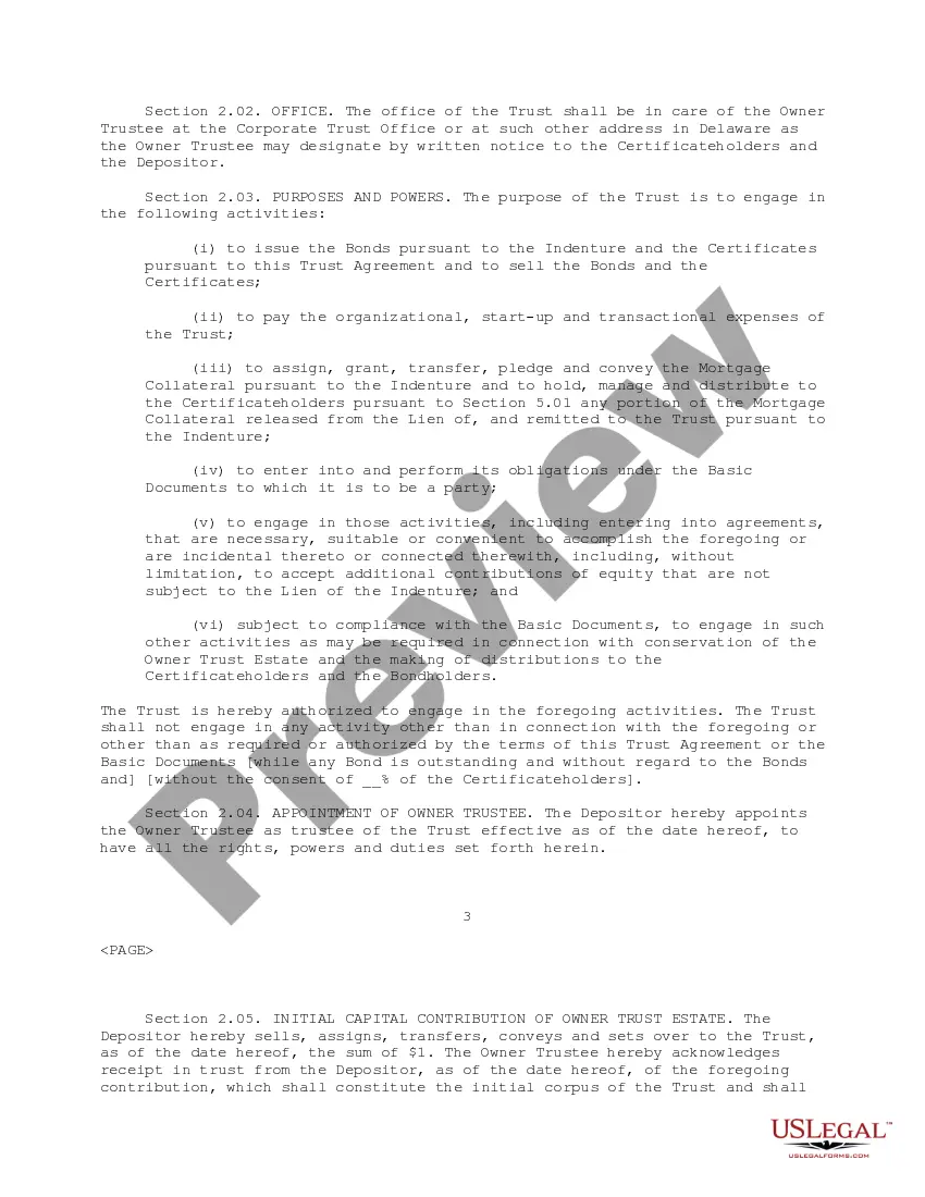 Preview Trust Agreement of Ameriquest Mortgage Securities, Inc.