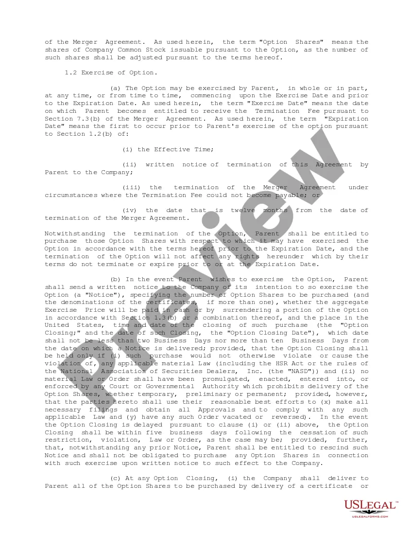 Preview Stock Option Agreement between America Online, Inc. and Mapquest.Com, Inc.