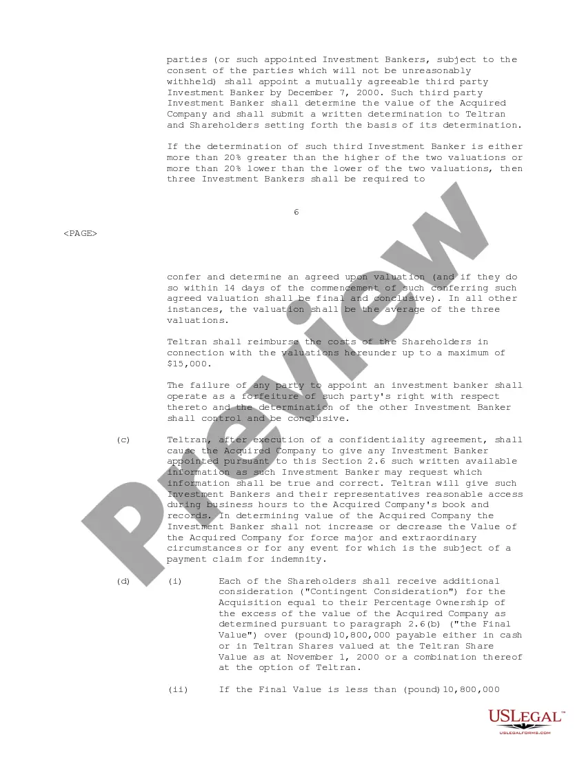 Preview Acquisition Agreement between Teltran International Group, Ltd and Internet Protocols Ltd