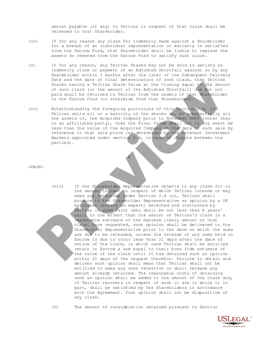Preview Acquisition Agreement between Teltran International Group, Ltd and Internet Protocols Ltd