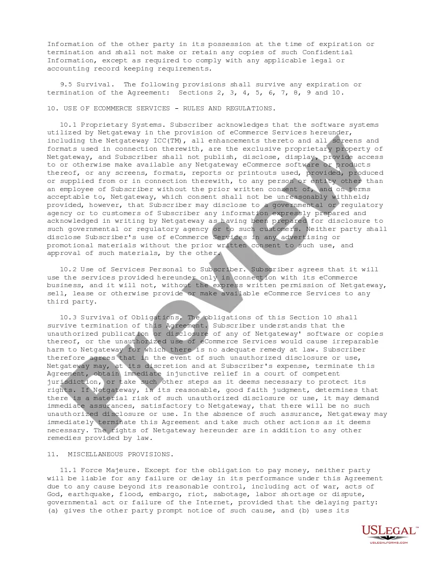 Preview Commerce Services Agreement