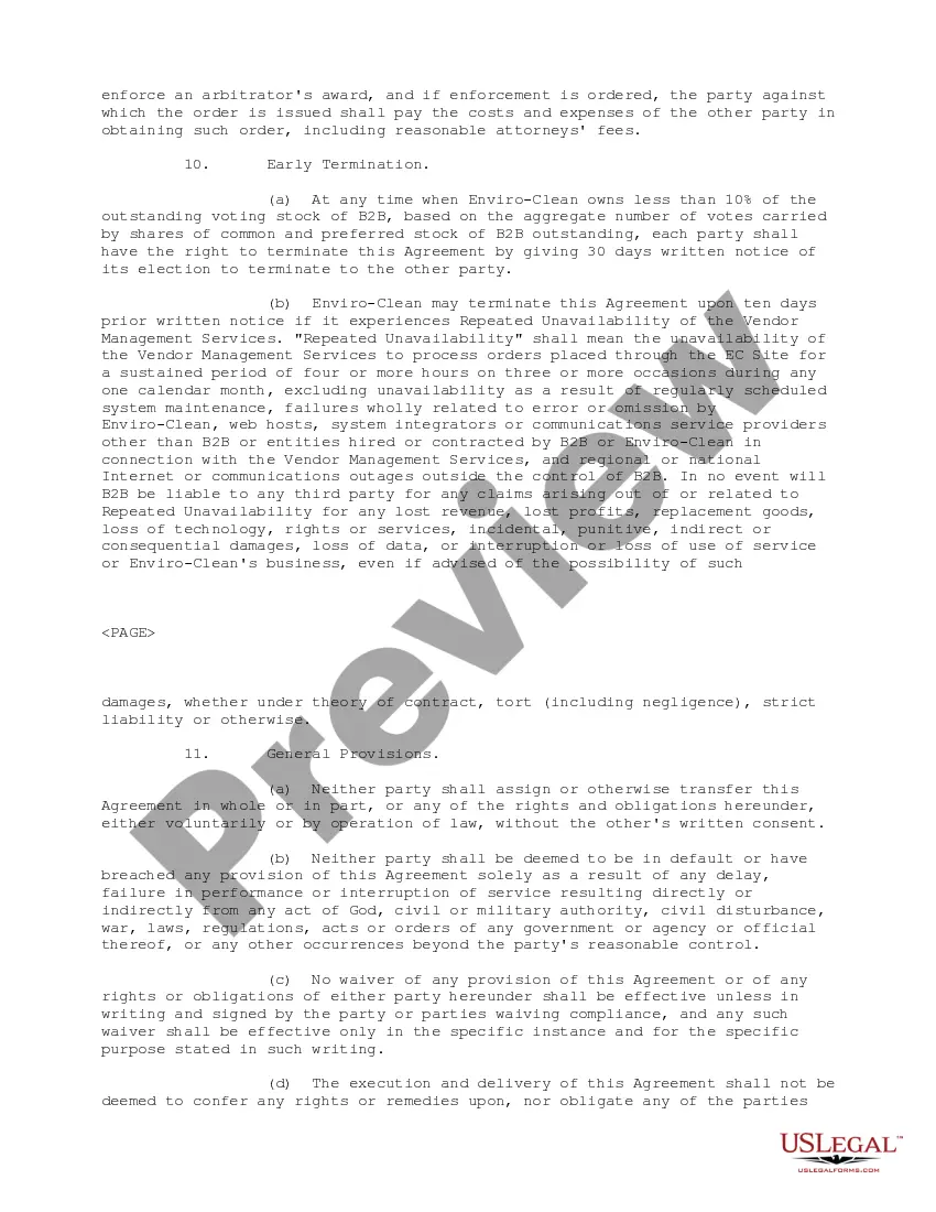 Get Agreement between B2Bstores.Com, Inc. and Enviro-Clean of America, Inc. Preview Agreement between B2Bstores.Com, Inc. and Enviro-Clean of America, Inc.