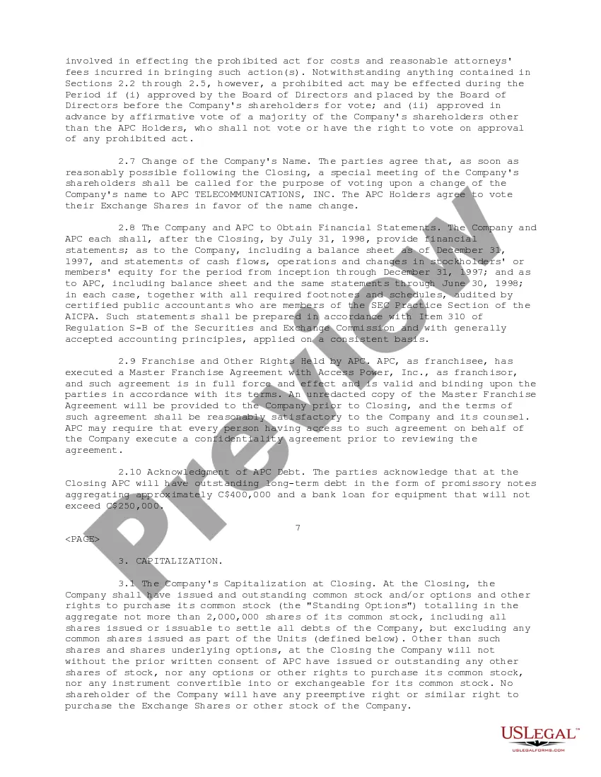 Get Plan of Reorganization of APC Telecommunications, and between Propaint Sys., Access Power Canada, Inc Preview Plan of Reorganization of APC Telecommunications, and between Propaint Sys., Access Power Canada, Inc