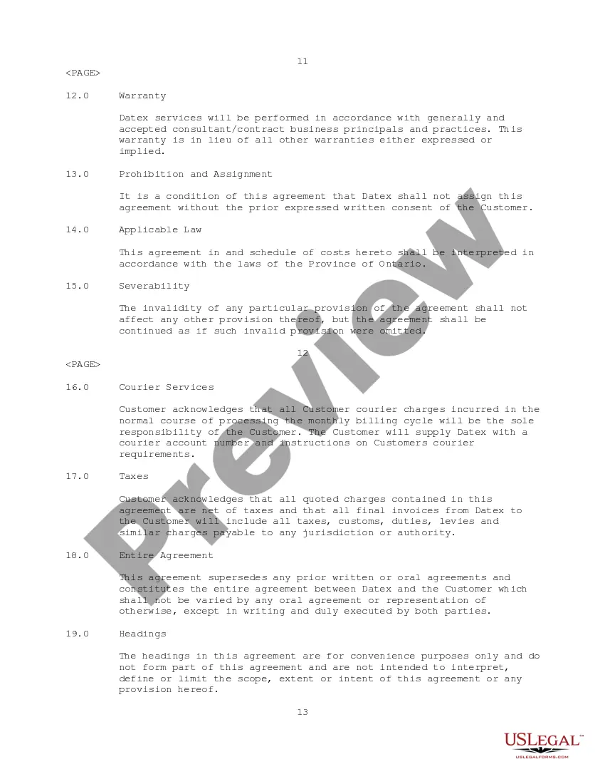 Get Customer Service Agreement between Access Power Canada, Inc. and Datex Communications Corp Preview Customer Service Agreement between Access Power Canada, Inc. and Datex Communications Corp