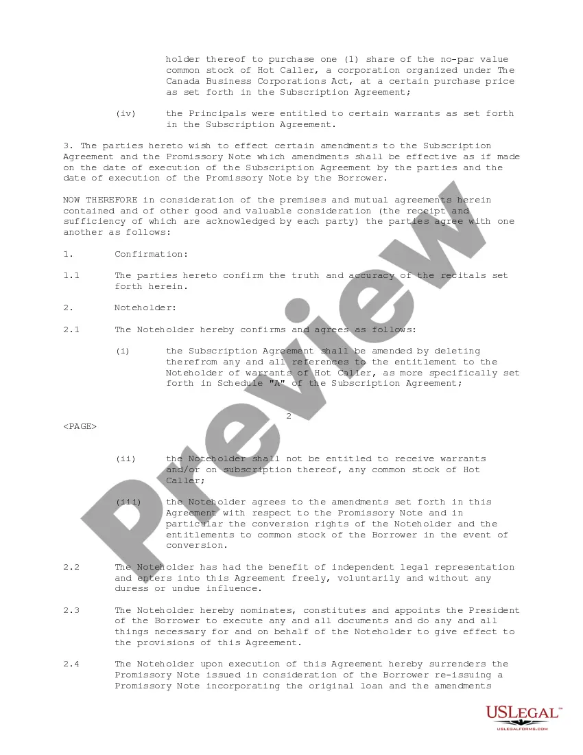 Get Amending Agreement between Innofone.Com, Inc. and HotCaller.Com, Inc. Preview Amending Agreement between Innofone.Com, Inc. and HotCaller.Com, Inc.