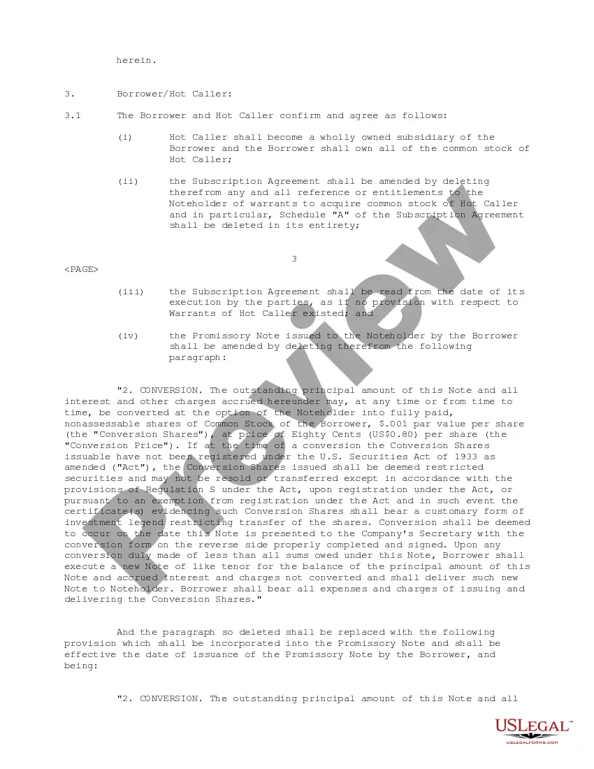 Get Amending Agreement between Innofone.Com, Inc. and HotCaller.Com, Inc. Preview Amending Agreement between Innofone.Com, Inc. and HotCaller.Com, Inc.