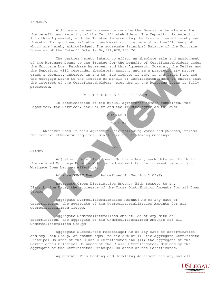 Get Pooling and Servicing Agreement between Credit Suisse First Boston Mortgage Securities Corp., Washington Mutual Bank F.A. and Bank One Preview Pooling and Servicing Agreement between Credit Suisse First Boston Mortgage Securities Corp., Washington Mutual Bank F.A. and Bank One
