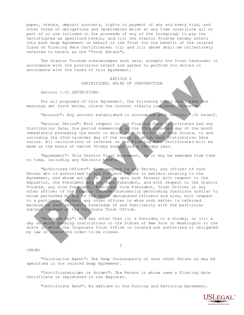 Get Grantor Trust Agreement between Credit Suisse First Boston Mortgage Securities Corp., Washington Mutual Bank FA and Bank One, National Assoc. Preview Grantor Trust Agreement between Credit Suisse First Boston Mortgage Securities Corp., Washington Mutual Bank FA and Bank One, National Assoc.