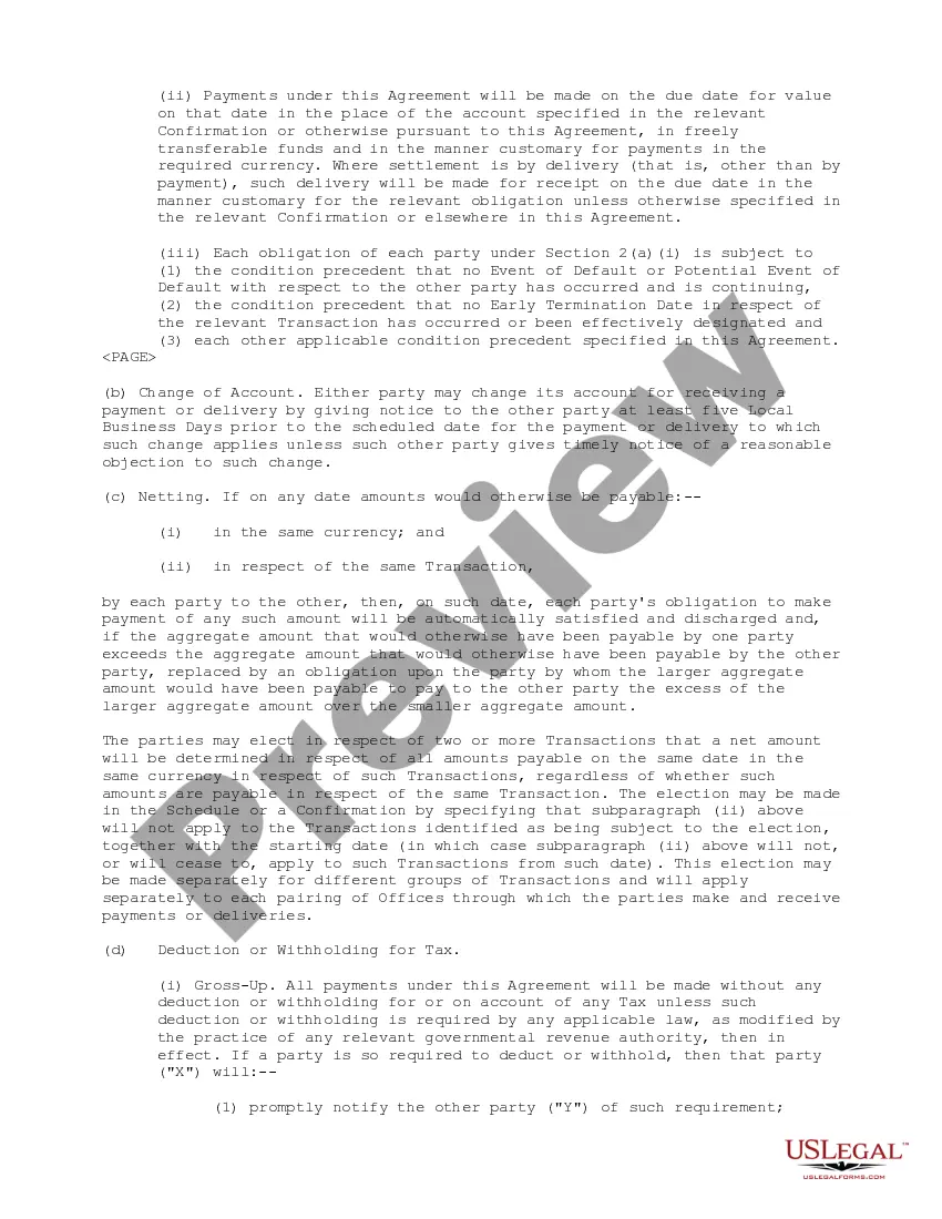 Preview Master Agreement between Credit Suisse Financial Products and Bank One National Association