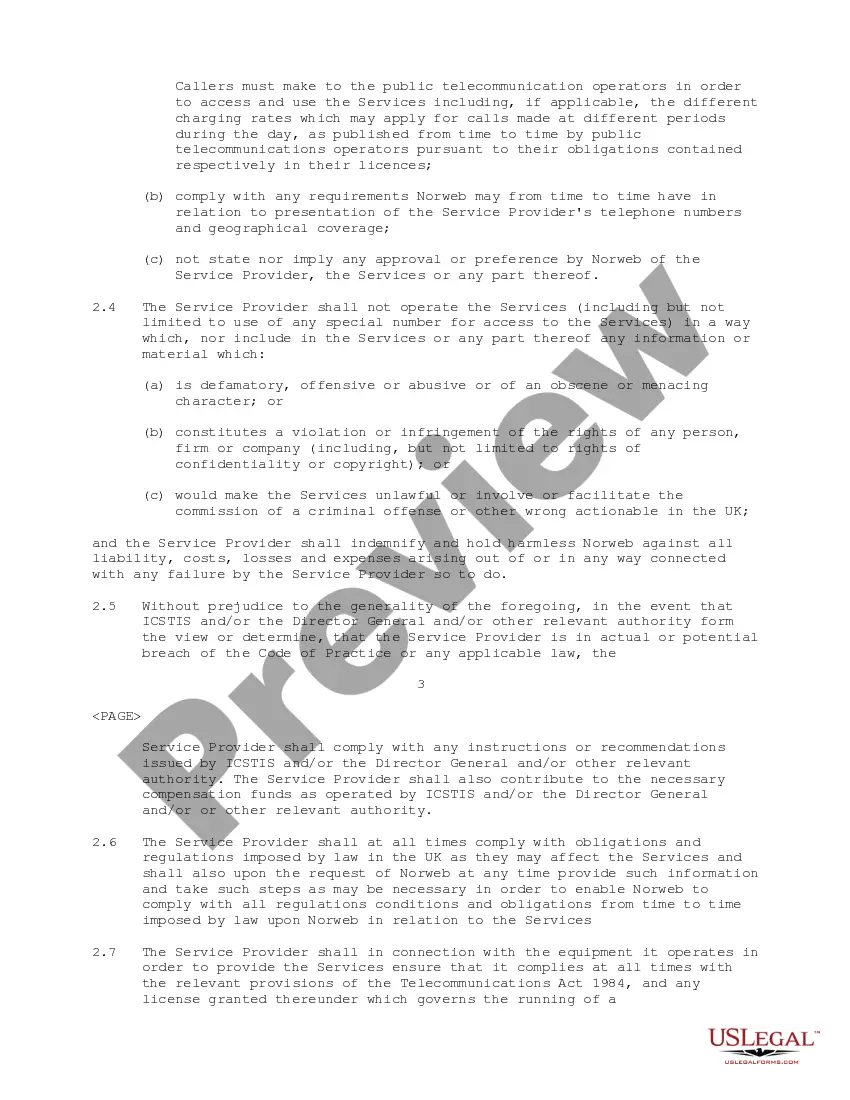 Get Telecommunications Services Agreement between Channelnet Limited and Norweb Telecom Limited Preview Telecommunications Services Agreement between Channelnet Limited and Norweb Telecom Limited
