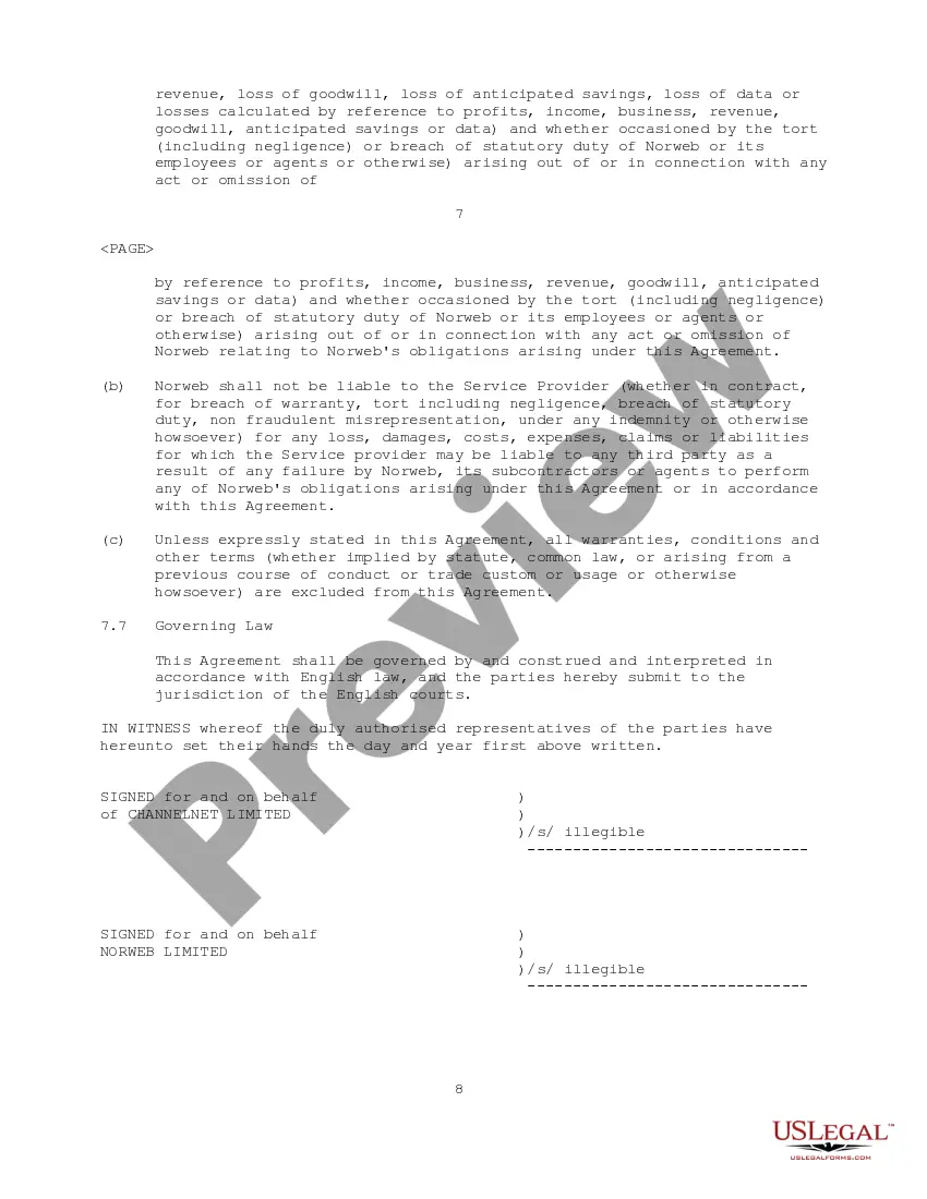Get Telecommunications Services Agreement between Channelnet Limited and Norweb Telecom Limited Preview Telecommunications Services Agreement between Channelnet Limited and Norweb Telecom Limited