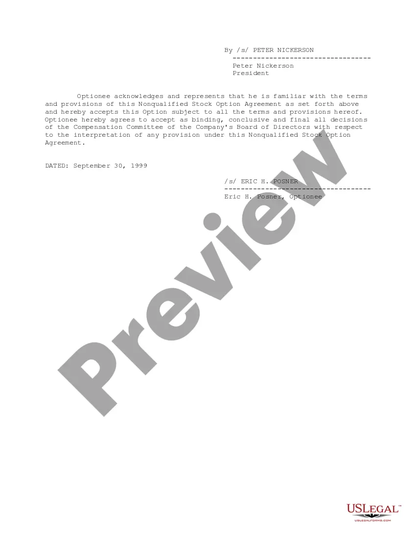 Get Nonqualified Stock Option Agreement of N(2)H(2), Inc. Preview Nonqualified Stock Option Agreement of N(2)H(2), Inc.