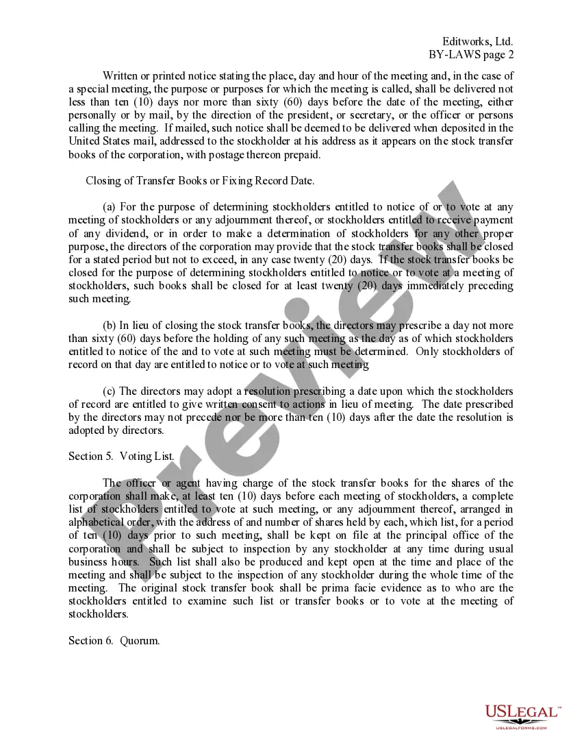 Get Bylaws of Editworks, Ltd. Preview Bylaws of Editworks, Ltd.