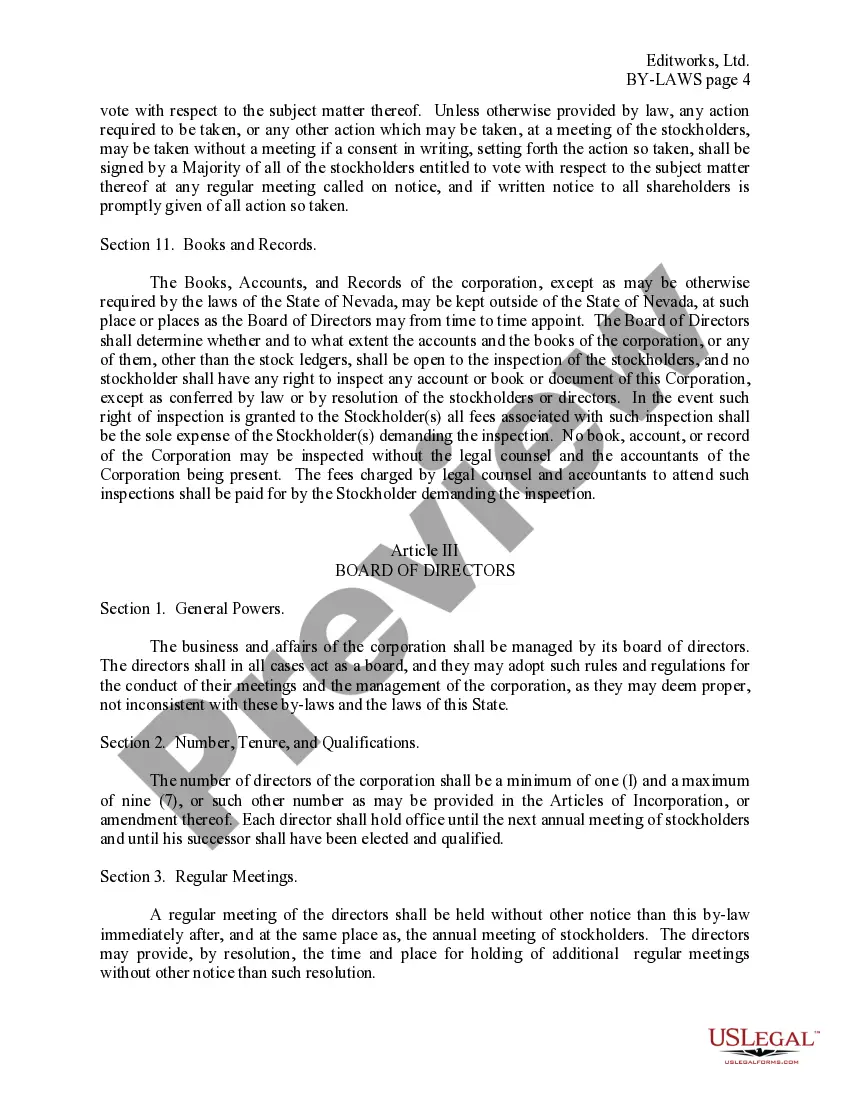 Get Bylaws of Editworks, Ltd. Preview Bylaws of Editworks, Ltd.