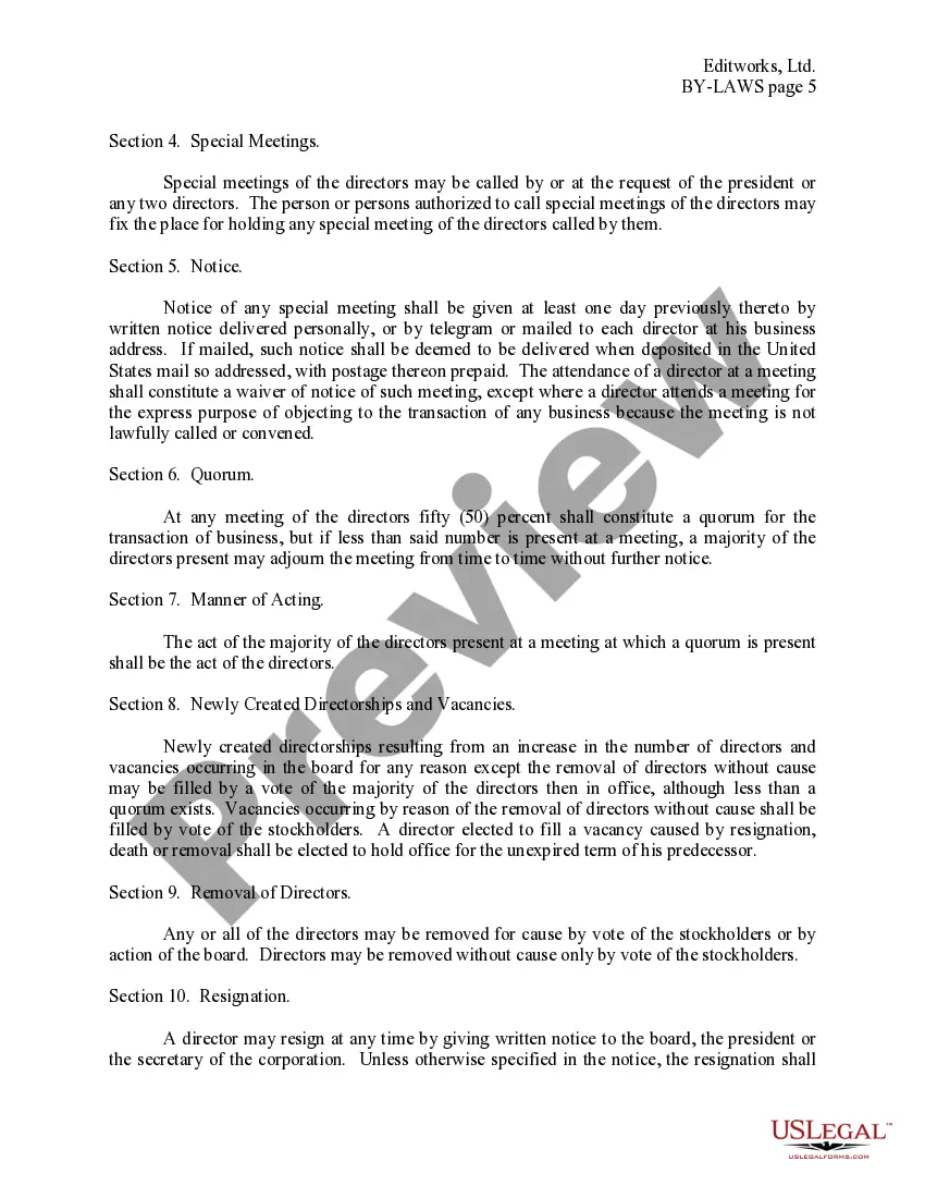 Get Bylaws of Editworks, Ltd. Preview Bylaws of Editworks, Ltd.
