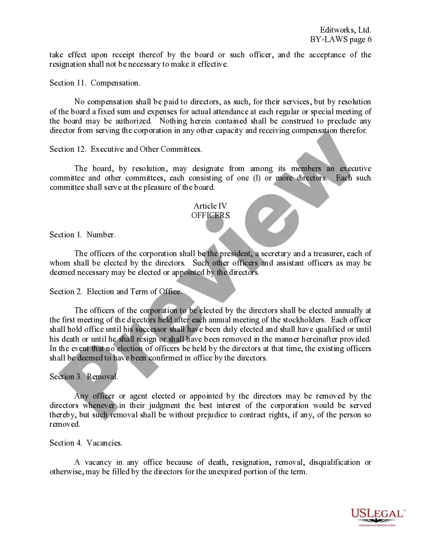 Get Bylaws of Editworks, Ltd. Preview Bylaws of Editworks, Ltd.
