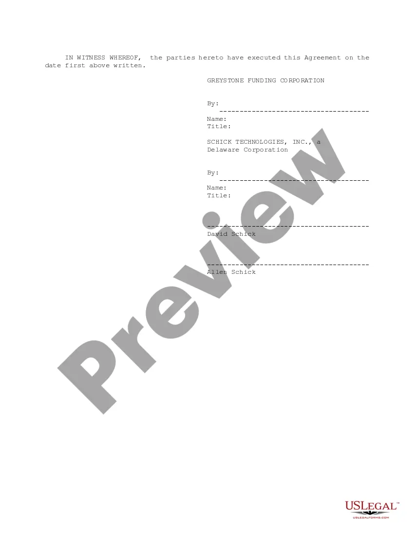 Preview Stockholders Agreement between Schick Technologies, Inc., David Schick, Allen Schick, and Greystone Funding Corp