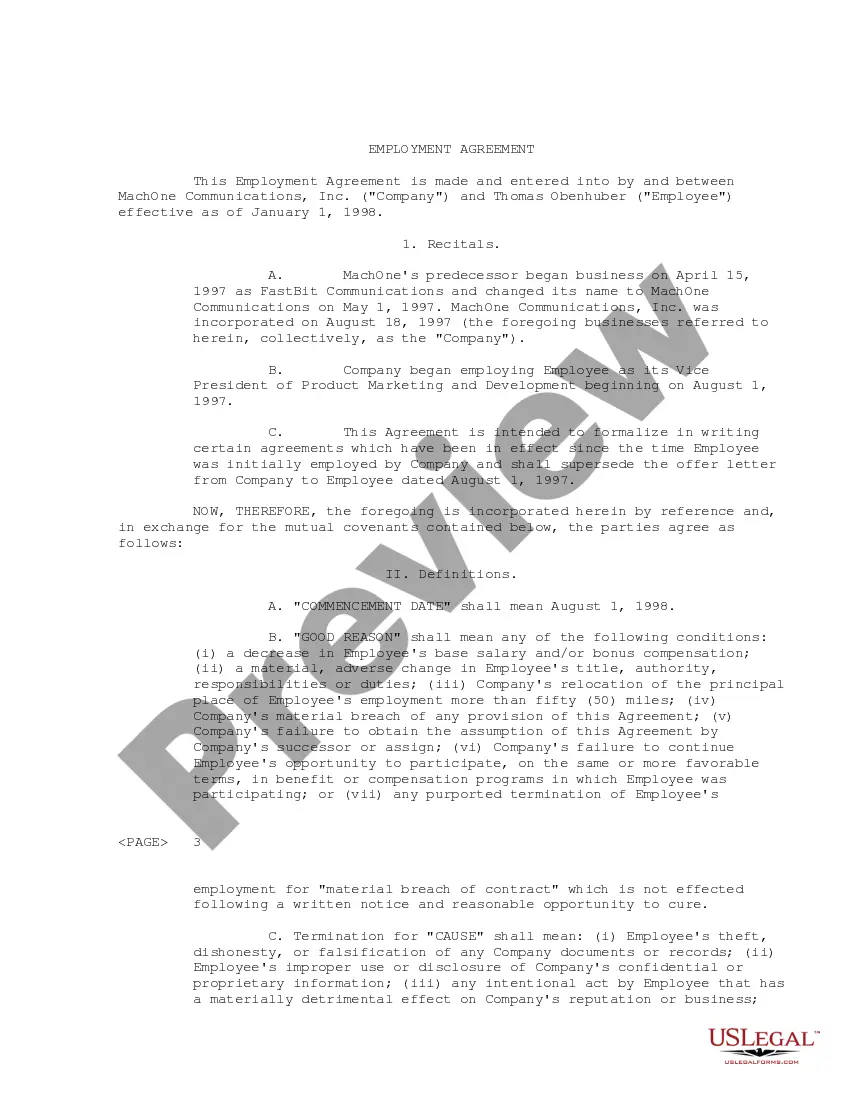 Get Sample Employment Agreement MachOne Communications and Vice President of Product Marketing and Operations Preview Sample Employment Agreement MachOne Communications and Vice President of Product Marketing and Operations