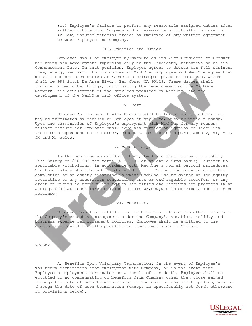 Get Sample Employment Agreement MachOne Communications and Vice President of Product Marketing and Operations Preview Sample Employment Agreement MachOne Communications and Vice President of Product Marketing and Operations