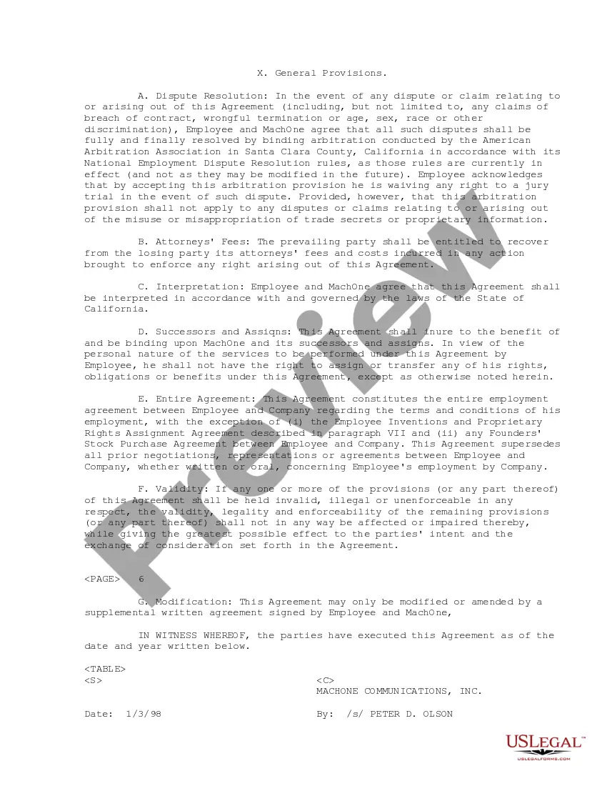 Get Sample Employment Agreement MachOne Communications and Vice President of Product Marketing and Operations Preview Sample Employment Agreement MachOne Communications and Vice President of Product Marketing and Operations