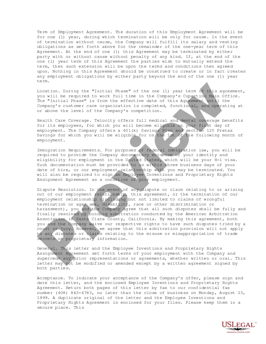 Get Sample Employment Agreement between Telocity, Inc. and Customer Care Officer Preview Sample Employment Agreement between Telocity, Inc. and Customer Care Officer