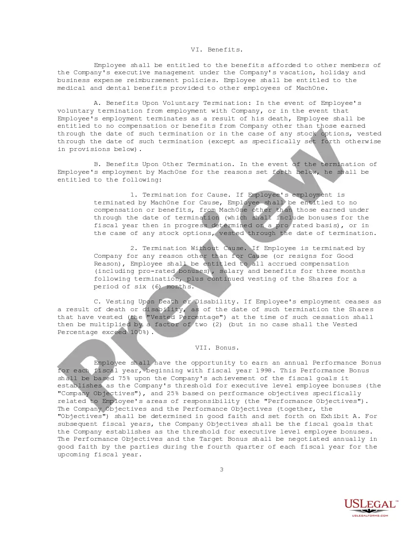 Preview Sample Employment Agreement MachOne Communications and Director Offices of the President