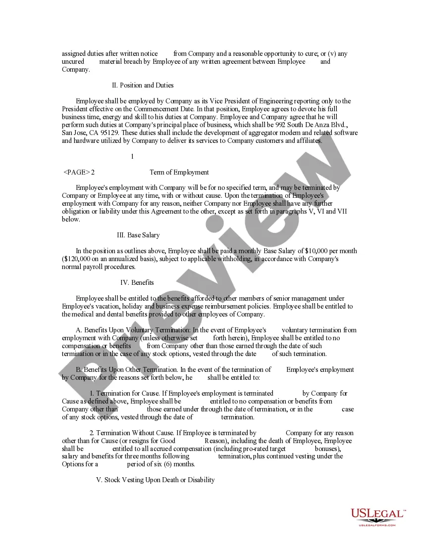 Get Sample Employment Agreement between Telocity, Inc. and Senior Vice President of Business Development Preview Sample Employment Agreement between Telocity, Inc. and Senior Vice President of Business Development