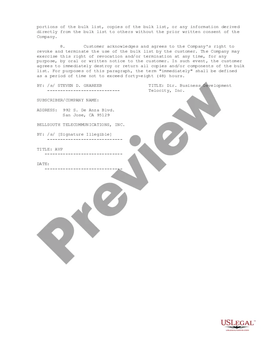 Get Provision of List of ADSL Qualified Loops Agreement Preview Provision of List of ADSL Qualified Loops Agreement