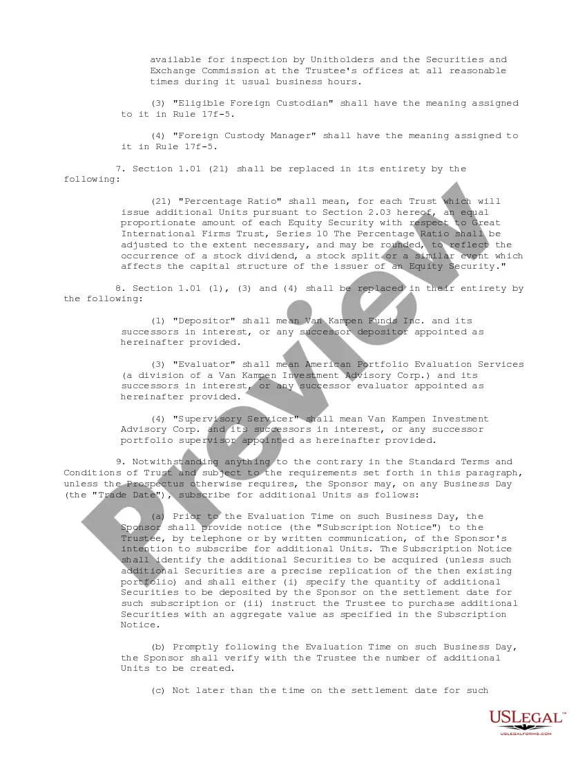 Preview Trust Agreement between Van Kampen Foods, Inc., American Portfolio Evaluation Services, Van Kampen Investment Advisory Corp., and The Bank of New York