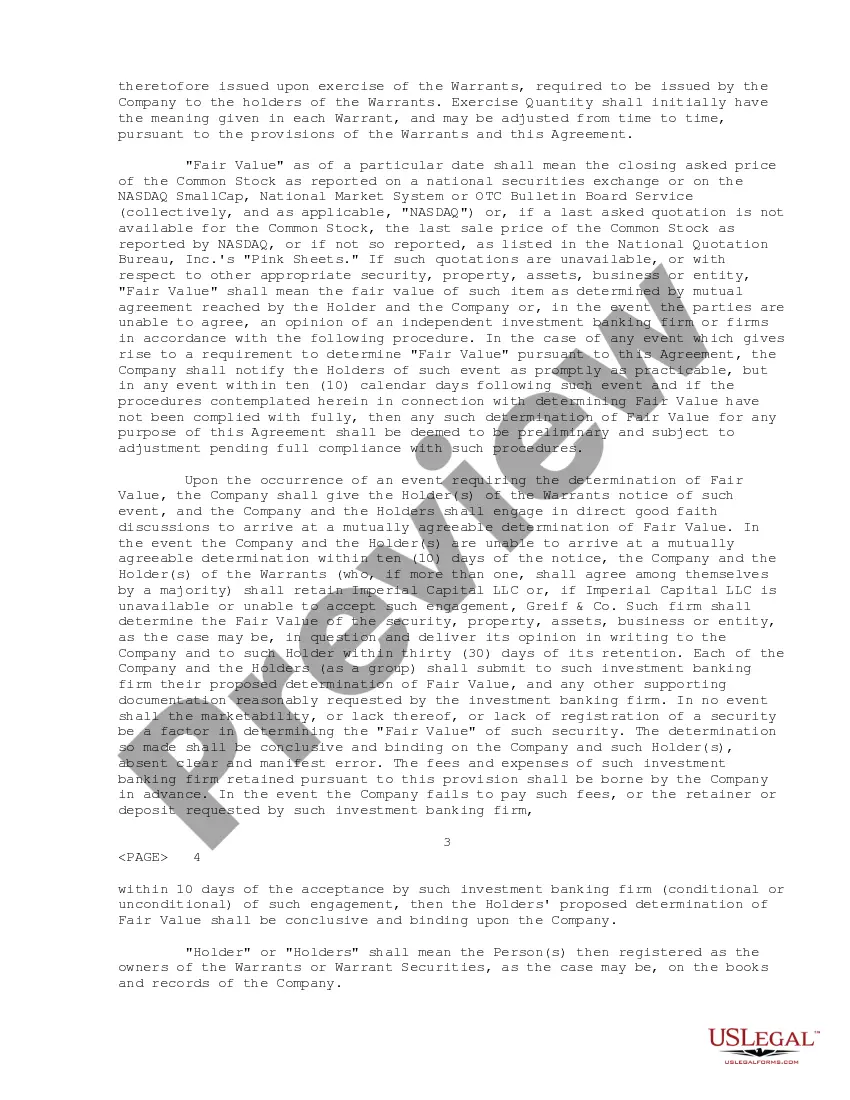 Get Warrant Agreement of Integrated Communication Networks, Inc. Preview Warrant Agreement of Integrated Communication Networks, Inc.