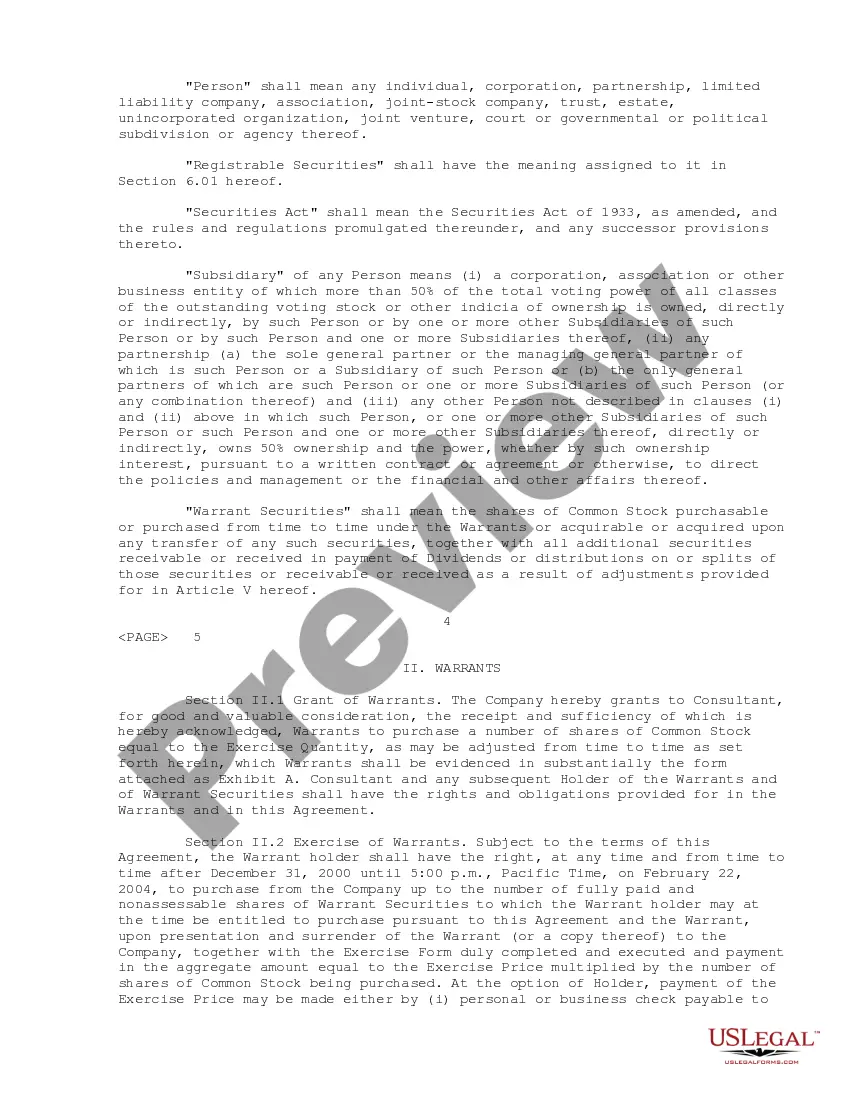 Get Warrant Agreement of Integrated Communication Networks, Inc. Preview Warrant Agreement of Integrated Communication Networks, Inc.