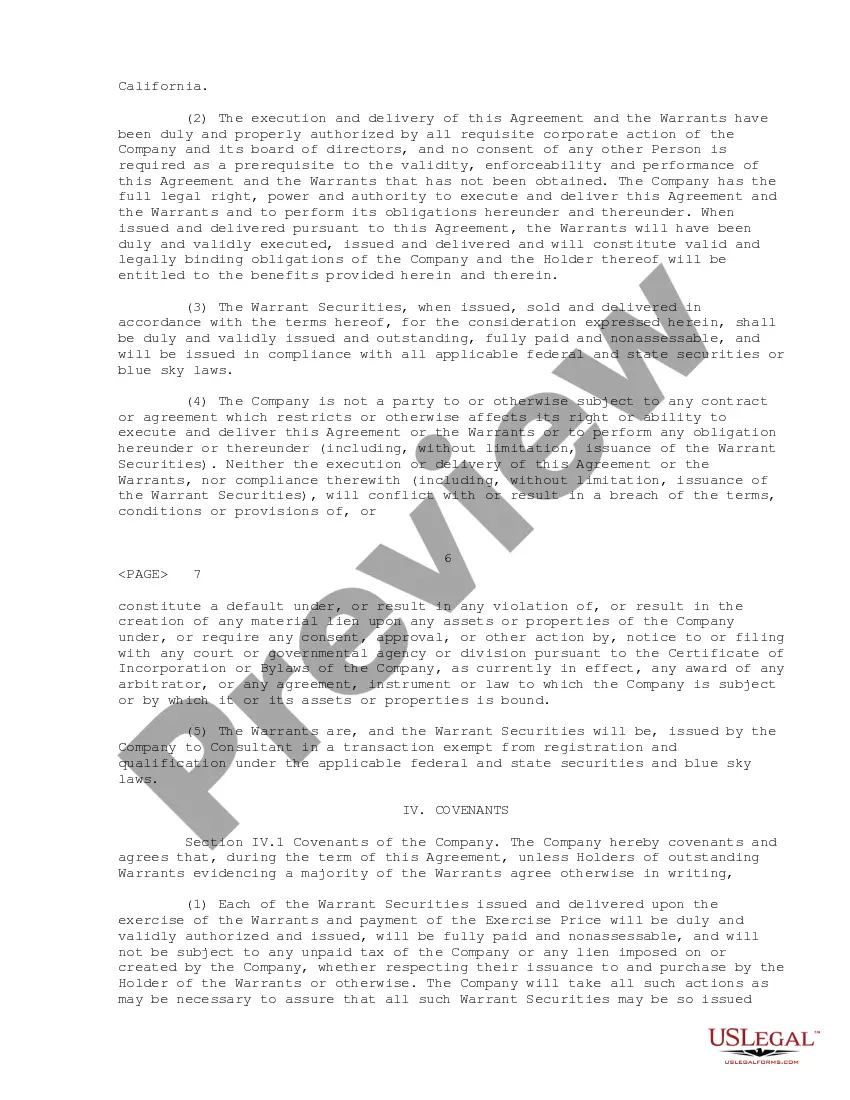 Get Warrant Agreement of Integrated Communication Networks, Inc. Preview Warrant Agreement of Integrated Communication Networks, Inc.