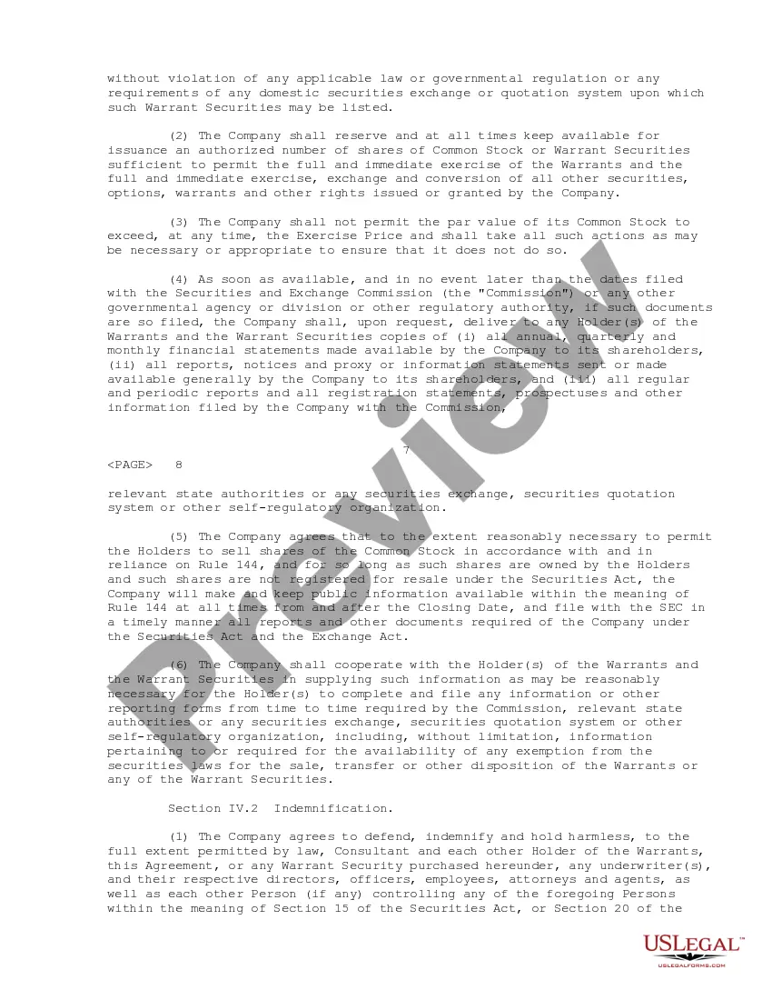 Get Warrant Agreement of Integrated Communication Networks, Inc. Preview Warrant Agreement of Integrated Communication Networks, Inc.
