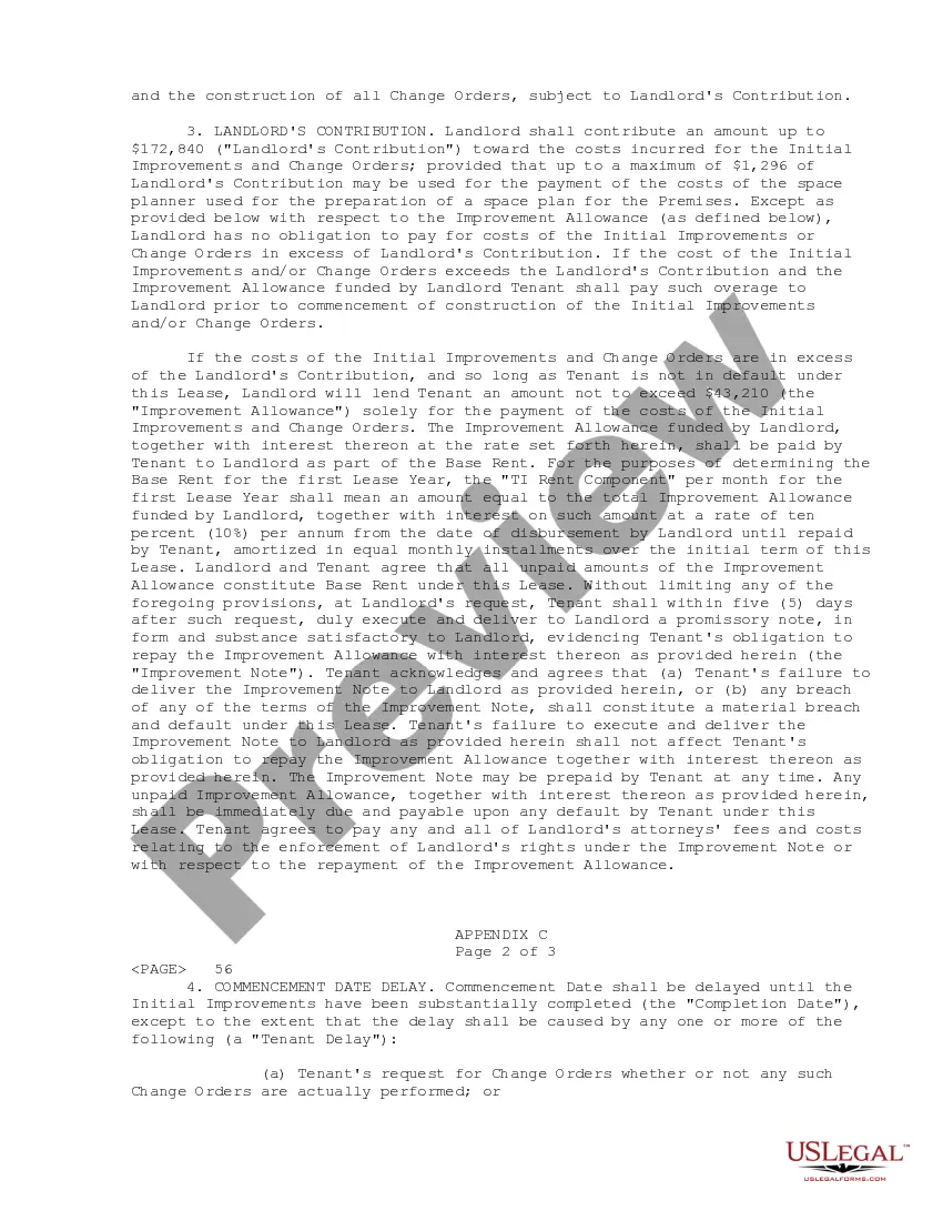 Preview Tenant Improvement Lease